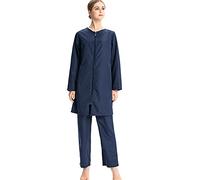 AllMonyba Traje de baño musulmán para Mujer Conjunto de 3 Piezas Traje de baño Deportivo islámico Ropa de Playa Burkini de Cubierta Completa con Gorro de natación