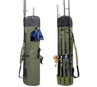Allnice Bolsa organizadora de Lona Duradera para caña de Pescar y Carrete, Bolsa de Transporte de Viaje, con Capacidad para 5 Postes y Aparejos (Verde Caqui)