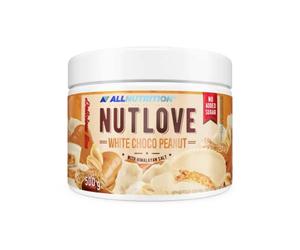 ALLNUTRITION Nutlove Choco Blanco con Cacahuete para Untar - Crujiente para Untar sin Azúcar - Chocolate Blanco para Untar con Cacahuetes - Dulces Bajos en Calorías - Snack Saludable - 500g