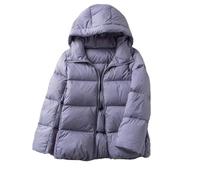 Alloaone Veste D'hiver Légère À Capuche Pour Femme, Doudoune Chaude En Duvet De Canard Blanc, Doux Et Décontracté, Couleur Unie, Vêtements D'extérieur Courts