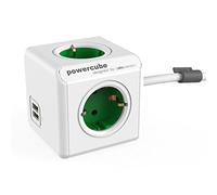 Allocacoc 1402GN/DEEUPC - PowerCube (Extended USB 1.5 m) 4 Salidas + 2 USB Verde