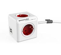 Allocacoc 1406rd/deeupc base múltiple 1,5 m 4 salidas ac rojo, blanco