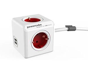 Allocacoc 1406rd/deeupc base múltiple 1,5 m 4 salidas ac rojo, blanco