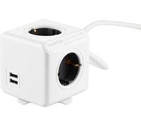 Allocacoc 1407/deeupc base múltiple 3 m 4 salidas ac gris, blanco