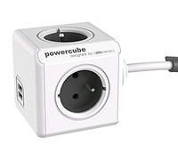 allocacoc PowerCube Extended 3m DuoUSB, 4 tomas múltiples 230V + 2 USB, FR, color blanco