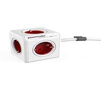 Allocacoc PowerCube Extended - Ladrón Multiple y alargador de 1,5 m con 5 enchufes/Tomas de Corriente en Forma de Cubo, Rojo
