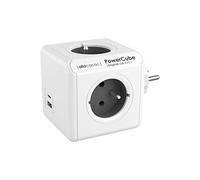 Allocacoc PowerCube Original USB C - Bloque multitoma Compacto (4 Tomas + USB)