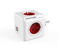 Allocacoc PowerCube Original USB Type E Interior 4AC Outlet(s) Rojo Base múltiple - Bases múltiples (Interior, 4 Salidas AC, Tipo E (FR), Rojo, CE, 16 A)