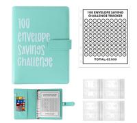 ALLOMN 100 sobres para ahorrar dinero, 100 sobres, carpeta de ahorro de dinero, A5, planificador de presupuesto para ahorrar, 5050 euros, carpeta presupuestaria para parejas, oficinas, hogar, escuela,