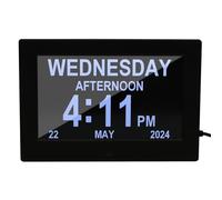 ALLOMN Gran reloj digital de calendario diurno, reloj de 7 pulgadas para demencia con día y fecha para personas mayores, reloj de Alzheimer con 12 opciones de alarma para personas mayores, con
