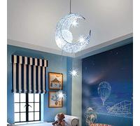 ALLOMN Lámpara Colgante LED, Luz de Techo Lámpara de Hada Luna y Estrellas Lámpara Colgante Dormitorio Araña Gran Regalo para Niño Amigo (Blanco Frio)