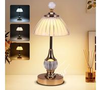 ALLOMN Lámpara de mesa de cristal LED táctil regulable con 3 modos de colores, recargable inalámbrica