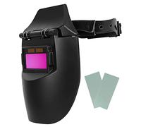 ALLOMN Máscara de Soldadura, Casco de Soldadura Solar Casco de Ajuste Montado en la Cabeza Oscurecimiento Automático, Sensor de Alta Sensibilidad, Energía Solar (con 2 Almohadillas)