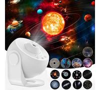 ALLOMN Planetarium Proyector de Estrellas, Proyector LED Globo Galaxia con 13 Discos de Película, Cielo Estrellado Luz Nocturna para Niños y Adultos, Techo Dormitorio Salón (Blanco)