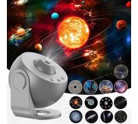 ALLOMN Proyector de estrellas planetario, proyector LED de galaxia globo con 13 discos de película, luz nocturna de cielo estrellado para niños y adultos, techo, dormitorio, sala de estar (plateado)