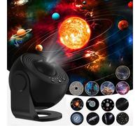 ALLOMN Proyector de estrellas planetario, proyector LED de galaxia globo con 13 discos de película, luz nocturna de cielo estrellado, lámpara de proyector de luz nocturna de luna para niños y adultos,