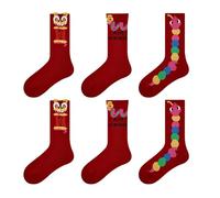 alloneslife 3 pares de calcetines de serpiente del zodiaco chino con estampado de serpiente de buena suerte, calcetines de algodón peinado para mujer, La serpiente viene y se va, XL-5XL
