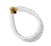 alloneslife Cadena de pulsera de perlas de imitación de triple fila con diamantes de imitación hechos a mano con detalles de cristal para uso diario, perlas de imitación con diamantes, talla única