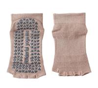 alloneslife Calcetines de yoga para mujer, antideslizantes, de silicona, transpirables, de algodón, sin dedos, para pilates, ballet, entrenamientos en interiores, caqui, XL-5XL