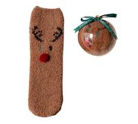alloneslife Calcetines peludos de Navidad con diseños clásicos de Navidad que añaden ambientes festivos transpirables para mujeres y niñas, Coffee Deer Children, XL-5XL
