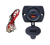 alloneslife Cargador rápido de 12 V-24 V para coche, universal, doble puerto USB, protección contra sobrecorriente, toma de corriente, enchufe USB