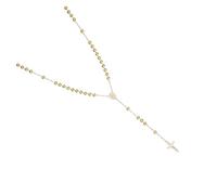 alloneslife Collar de cruz de cuentas de hierro para hombres y mujeres, cadena de clavícula perfecta para bautizo, oración y uso diario, collar de cruces doradas