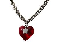 alloneslife Collares con colgante de corazón de amor para mujeres y niñas, gargantilla de estrella, collar coreano, joyería Y2K, collares de corazón para mujer