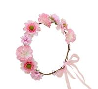 alloneslife Diadema de oreja, tocado para mujer, diademas de flores para novia, flores para boda, fiesta, guirnaldas, coronas de pelo, diademas florales (rosa)
