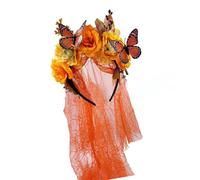 alloneslife Diadema, diadema de Halloween, velos de Halloween, diademas en forma de flor, tocados de princesas, tiaras de novia, aro para el pelo para fiestas de disfraces y bodas (estilo 2)