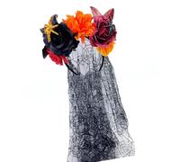 alloneslife Diadema, diadema de Halloween, velos de Halloween, diademas en forma de flor, tocados de princesas, tiaras de novia, aro para el pelo para fiestas de disfraces y bodas (estilo 1)