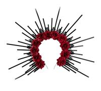 alloneslife Diadema para mujer, diadema con pinchos, coronas de flores para novia, suministros de fiesta de Halloween, guirnaldas florales, coronas, tiaras para el pelo, diadema floral (negro)