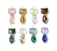 alloneslife Dije de gatos de colores mixtos para joyas, manualidades, colgantes de cristal coloridos para aretes y collares, llaveros