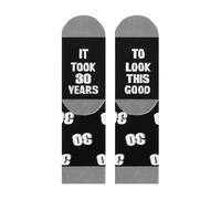 alloneslife Divertidos calcetines de pantorrilla negros con números impresos para regalos de cumpleaños, divertidos zapatos casuales de algodón para mujeres y hombres, 30 años, XL-5XL