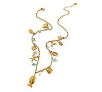 alloneslife Elegante collar inspirado en el mar con concha natural y estrella de mar, cadena ajustable para uso diario, hecho a mano con colgante de concha de pez