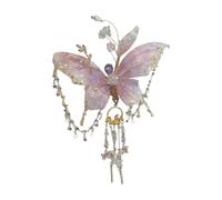 alloneslife Elegante horquilla de mariposa con borlas colgantes de cristal para mujer, accesorio para el cabello de fiesta, peinado, evento cultural, accesorio para el cabello (rosa y)