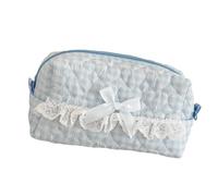 alloneslife Estuche de encaje de algodón de alta capacidad, organizador de lápices multiusos, bolsa de cosméticos de viaje para estudiantes y mujeres, bolsas de lápices de gran capacidad, Blue, Mass