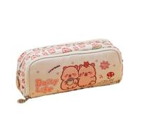 alloneslife Estuche organizador de lápices de dibujos animados, con múltiples compartimentos, de lona, para viajes, cosméticos, para estudiantes, mujeres, adultos, suministros escolares, organizador