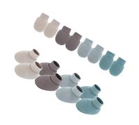 alloneslife Juego de 4 manoplas y calcetines de algodón suave para recién nacidos, guantes antiarañazos para protección de manos y pies, color sólido, guantes de algodón para bebés con calcetines