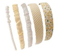 alloneslife Juego de 5 diademas de perlas retro francesas acolchadas suaves para mujeres, bodas, fiestas, uso diario (amarillo)