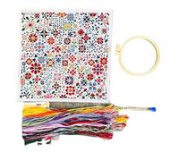 alloneslife Juego de costura de cruces florales para regalo con guía de patrones para aliviar el estrés, decoración de punto de aguja con patrón floral