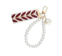 alloneslife Llavero de perlas y aleación para mujer, accesorio de llavero con cuentas para bolsos y ocasiones especiales, llavero de perlas para mujer, Burdeos, Talla única