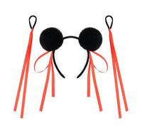 alloneslife Necha Buns - Juego de diadema y cuerda para el pelo con moño suave, pompones suaves, tocado de personajes de la película de anime chino para cosplay