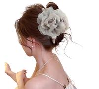 alloneslife Pinza para el pelo con diseño de flor para mujer, antideslizante, accesorio para el cabello con diseño elegante (gris verde)