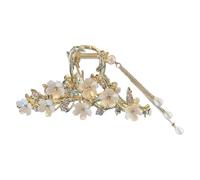 alloneslife Pinza para el pelo de flores con diamantes de imitación y perlas colgantes para mujer, soporte seguro para moño, accesorio de peinado antiguo