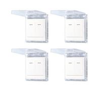 alloneslife Sli-m - Juego de 4 protectores de interruptores impermeables con parte trasera adhesiva, resistentes a la humedad, para baño, cocina, zonas húmedas, protectores delgados de toma de