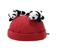 alloneslife Sombrero de trabajador de panda de dibujos animados, punk, casual, hip hop, sin alas, ajustable, transpirable, para mujer y hombre, ver fotos, S-4XL