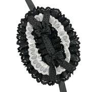 alloneslife Sombrero victoriano de anime para fiesta de té con lazo de encaje, diademas ajustables para mujeres y niñas, protección solar (negro)
