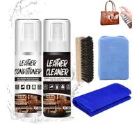 Allony 100ml Limpiador Cuero Coche+100ml Cuero Liquido Reparador, Limpiador Tapiceria Coche con Cepillo, Esponja y Toalla, Limpieza Sofa para Sofás de Cuero, Zapatos de Cuero, Bolsos de Cuero
