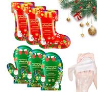 Allony Foot Peel Mask Set, 3 Piezas Mascarilla Exfoliante Pies+3 Piezas Guante Exfoliante, Mascarilla Pies Secos y Agrietados, Patrón Navideño, Exfoliación Profunda para Suavizar la Piel (A)