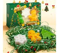 Allony Jabón Navideño, Jabón Natural, Jabón de Ducha, Jabón Hecho a Mano Con Aroma Papá Noel 3 Formas Copo de Nieve+ Hombre de Jengibre + Arbol de Navidad